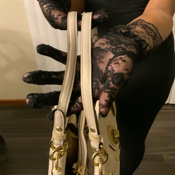 COACH Peyton Carryall Leather Satchel (EUC) Bone/ Gold - Picture 5 of 17